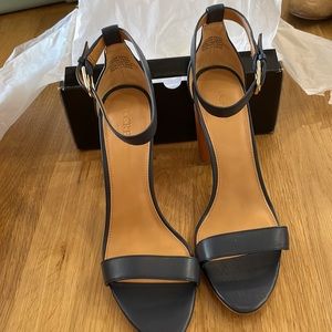J Crew Leather Stacked strappy Heel Sandals